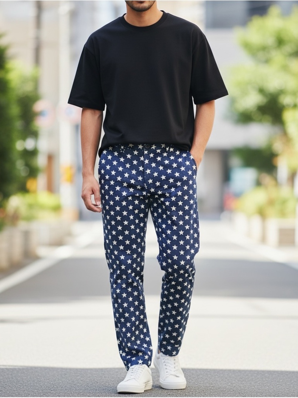 Betabrand Classic Chino Pants Patriotic American Stars Stripes Mens 36